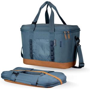 CleverMade Collapsible Insulated Cooler Bag – Leakproof Soft Folding Cooler for Beach, Travel, Car(Blue – Pacifica Cooler – 50 Can)