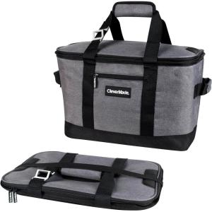 CleverMade Collapsible Insulated Cooler Bag – Leakproof Soft Folding Cooler for Beach, Travel, Car(Dark Gray – Tahoe Cooler – 50 Can)