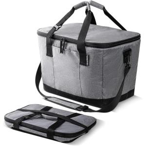 CleverMade Collapsible Insulated Cooler Bag – Leakproof Soft Folding Cooler for Beach, Travel, Car(Gray – Tahoe Cooler – 50 Can)