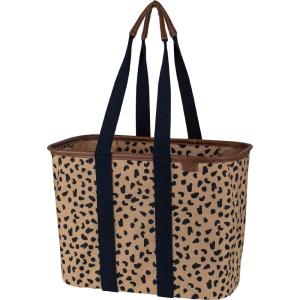 CleverMade Collapsible LUXE Tote – Cheetah 1 Pack 30L / 8 Gal – Reusable Utility Grocery Shopping Storage Bag Organizer w/ Handles Reinforced Bottom