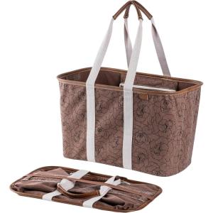 CleverMade EcoBasket Reusable Grocery Tote – Collapsible Storage Shopping Organizer – Heavy Duty Utility Bag Home(Peony – Luxe – Pack of 1)