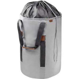 CleverMade Laundry Backpack Duffel Bag with Shoulder Straps – 62L / 16 Gal XL, Charcoal, Drawstring Top Closure for Travel Clothes, Gym, College, Dorm(Stone Gray – Pack of 1)