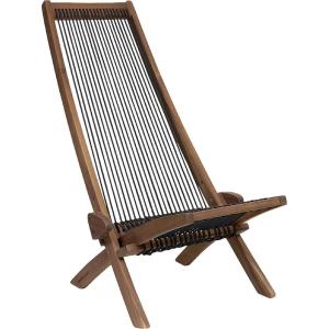 CleverMade Tamarack Folding Rope Chair – Foldable Outdoor Low Profile Wood Lounge Chair for the Patio, Backyard, and Deck, No Assembly Required(Honey)
