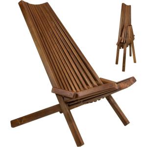 CleverMade Tamarack Folding Wooden Outdoor Chair -Stylish Low Profile Acacia Wood Lounge Chair for the Patio, Porch, Lawn, Garden or Home Furniture – Cinnamon(Tamarack Chair)