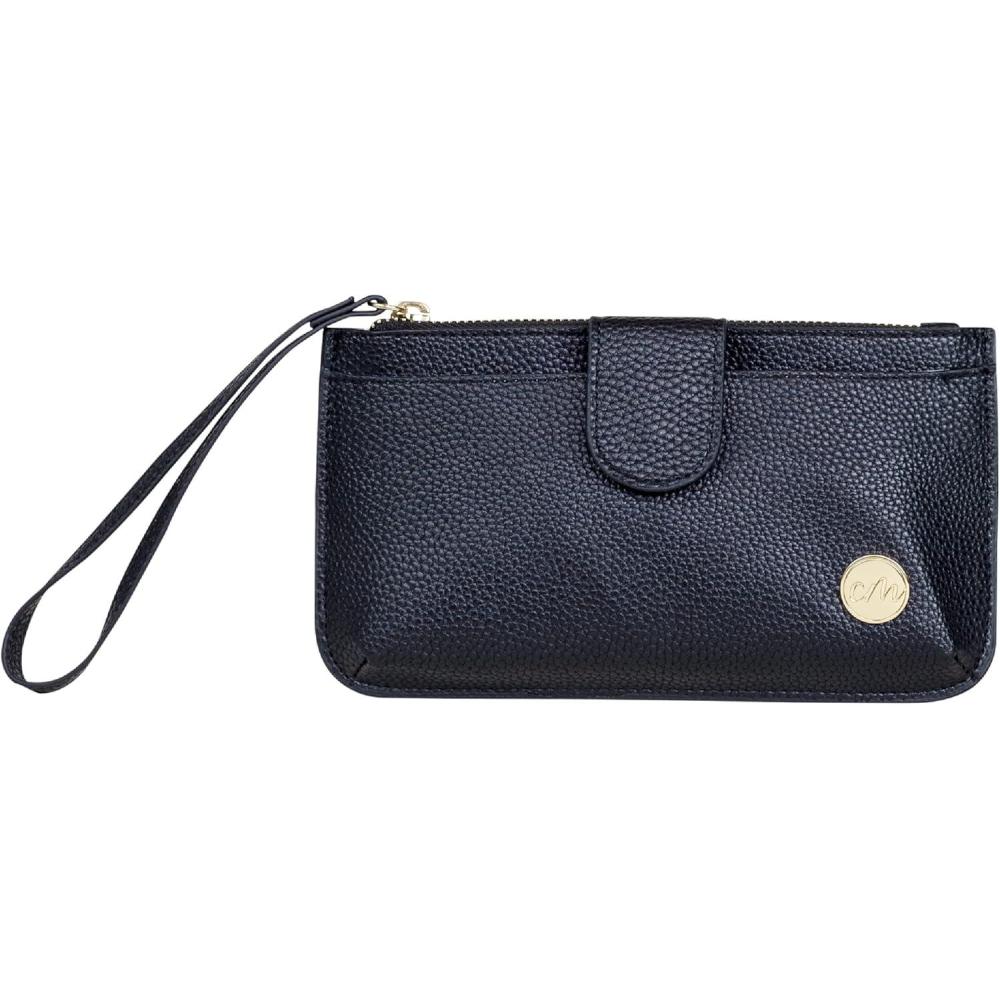 imageCleverMade Premium Zip Pouch Wallet Clutch with Multiple Storage Pockets and Wristlet Strap for Easy CarryingBlack