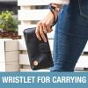 CleverMade Premium Zip Pouch Wallet Clutch with Multiple Storage Pockets and Wristlet Strap for Easy Carrying(Black)