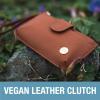 CleverMade Premium Zip Pouch Wallet Clutch with Multiple Storage Pockets and Wristlet Strap for Easy Carrying(Cognac)
