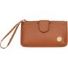 CleverMade Premium Zip Pouch Wallet Clutch with Multiple Storage Pockets and Wristlet Strap for Easy Carrying(Cognac)