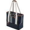 CleverMade Reusable Insulated Cooler Bag – Soft Leakproof Portable Tote for Travel, Beach, Picnic, Lunch – 17.7″x8.7″x13.4″, 1.59 lbs – Navy Striped