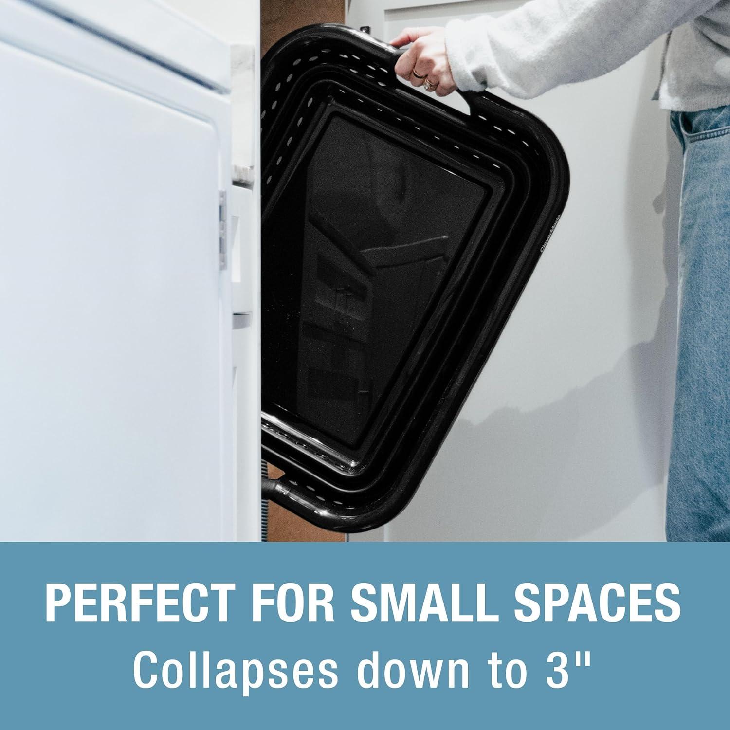 imageCleverMade Collapsible Laundry Basket 39L Capacity Foldable to 315 Inches Pack of 2 BlackBlack 90L Pack of 2