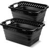CleverMade Collapsible Laundry Basket, 39L Capacity, Foldable to 3.15 Inches, Pack of 2, Black(Black (90L) – Pack of 2)