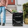 CleverMade Large Laundry Basket Hamper Bag, 90l Portable Collapsible Cart with Wheels, Heavy Duty Storage Organizer for Clothes & Groceries, Rolling Utility Tote with 75 lb Capacity, Foldable, Onyx