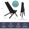 CleverMade Tamarack Folding Wooden Outdoor Chair -Stylish Low Profile Acacia Wood Lounge Chair for the Patio, Porch, Lawn, Garden, Assembly Required, Black