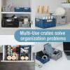 CleverMade Mini Collapsible Crates, 6-Pack Storage Bins, 3 Sizes, Blue/Gray/Black