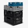 CleverMade Mini Collapsible Crates, 6-Pack Storage Bins, 3 Sizes, Blue/Gray/Black