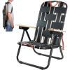CleverMade Sequoia Folding Backpack Chair; 5 Recline Position Chair Great for Beach, Camping, and Picnics; Made From Recycled Materials, Black Obsidian(Obsidian)