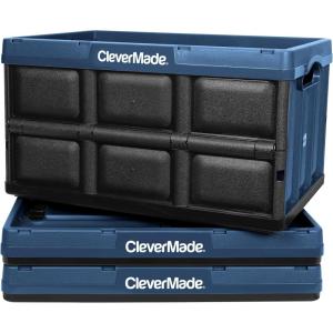 CleverMade Collapsible Storage Bins – Obsidian 3 Pack 32L – Stackable Containers Heavy Duty Capacity Folding Crates – Space-Saving for Home(Ocean Blue – 46L – Pack of 3)