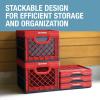 CleverMade Collapsible Milk Crate, Red, 1PK – 25L (6 Gal) Stackable Storage Bins, Holds 50lbs Per Bin – Clevercrates are Heavy Duty, Plastic Collapsible Storage Crate for Multi Purposes(Red)