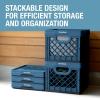 CleverMade Collapsible Milk Crate, Red, 1PK – 25L (6 Gal) Stackable Storage Bins, Holds 50lbs Per Bin – Clevercrates are Heavy Duty, Plastic Collapsible Storage Crate for Multi Purposes(Black – Pack of 3)