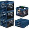 CleverMade Collapsible Milk Crate, Red, 1PK – 25L (6 Gal) Stackable Storage Bins, Holds 50lbs Per Bin – Clevercrates are Heavy Duty, Plastic Collapsible Storage Crate for Multi Purposes(Ocean)