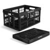 CleverMade Collapsible Milk Crate, Red, 1PK – 25L (6 Gal) Stackable Storage Bins, Holds 50lbs Per Bin – Clevercrates are Heavy Duty, Plastic Collapsible Storage Crate for Multi Purposes(Obsidian)