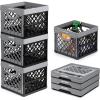 CleverMade Collapsible Milk Crate, Red, 1PK – 25L (6 Gal) Stackable Storage Bins, Holds 50lbs Per Bin – Clevercrates are Heavy Duty, Plastic Collapsible Storage Crate for Multi Purposes(Stone)