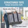 CleverMade Collapsible LUXE Tote – Reusable Grocery Shopping Storage Bag Organizer w/Handles Reinforced Bottom(Heather Gray)