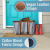 CleverMade Collapsible LUXE Tote – Reusable Grocery Shopping Storage Bag Organizer w/Handles Reinforced Bottom(Navy Stripe)
