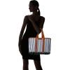 CleverMade Collapsible LUXE Tote – Reusable Grocery Shopping Storage Bag Organizer w/Handles Reinforced Bottom(Navy Stripe)