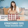 CleverMade Collapsible LUXE Tote – Reusable Grocery Shopping Storage Bag Organizer w/Handles Reinforced Bottom(Red Checker)