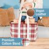 CleverMade Collapsible LUXE Tote – Reusable Grocery Shopping Storage Bag Organizer w/Handles Reinforced Bottom(Red Checker)