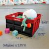 CleverMade Collapsible Shopping Basket 32L – Folding Grocery Basket with Handles, Stackable Reusable Storage Crate with 35 lb Capacity, Recycled Plastic, Car Trunk Organizer – Stone Gray(Red)