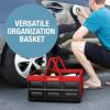 CleverMade Collapsible Shopping Basket 32L – Folding Grocery Basket with Handles, Stackable Reusable Storage Crate with 35 lb Capacity, Recycled Plastic, Car Trunk Organizer – Stone Gray(Red)