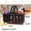 CleverMade Collapsible Shopping Basket 32L – Folding Grocery Basket with Handles, Stackable Reusable Storage Crate with 35 lb Capacity, Recycled Plastic, Car Trunk Organizer – Stone Gray(Obsidian)