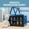 CleverMade Collapsible Shopping Basket 32L – Folding Grocery Basket with Handles, Stackable Reusable Storage Crate with 35 lb Capacity, Recycled Plastic, Car Trunk Organizer – Stone Gray(Stone)