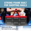CleverMade Collapsible Shopping Basket 32L – Folding Grocery Basket with Handles, Stackable Reusable Storage Crate with 35 lb Capacity, Recycled Plastic, Car Trunk Organizer – Stone Gray(Red)