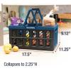 CleverMade Collapsible Shopping Basket 32L – Folding Grocery Basket with Handles, Stackable Reusable Storage Crate with 35 lb Capacity, Recycled Plastic, Car Trunk Organizer – Stone Gray(Ocean)
