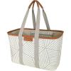 CleverMade Collapsible LUXE Tote – Reusable Grocery Shopping Storage Bag Organizer w/Handles Reinforced Bottom(Geometric Taupe)