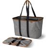 CleverMade Collapsible LUXE Tote – Reusable Grocery Shopping Storage Bag Organizer w/Handles Reinforced Bottom(Heather Gray)