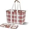 CleverMade Collapsible LUXE Tote – Reusable Grocery Shopping Storage Bag Organizer w/Handles Reinforced Bottom(Red Checker)