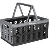 CleverMade Collapsible Shopping Basket 32L – Folding Grocery Basket with Handles, Stackable Reusable Storage Crate with 35 lb Capacity, Recycled Plastic, Car Trunk Organizer – Stone Gray(Stone)