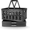 CleverMade Collapsible Shopping Basket 32L – Folding Grocery Basket with Handles, Stackable Reusable Storage Crate with 35 lb Capacity, Recycled Plastic, Car Trunk Organizer – Stone Gray(Obsidian)