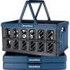 CleverMade Collapsible Shopping Basket 32L – Folding Grocery Basket with Handles, Stackable Reusable Storage Crate with 35 lb Capacity, Recycled Plastic, Car Trunk Organizer – Stone Gray(Ocean)