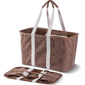 CleverMade Collapsible LUXE Tote – Reusable Grocery Shopping Storage Bag Organizer w/Handles Reinforced Bottom(Pretty in Peony)