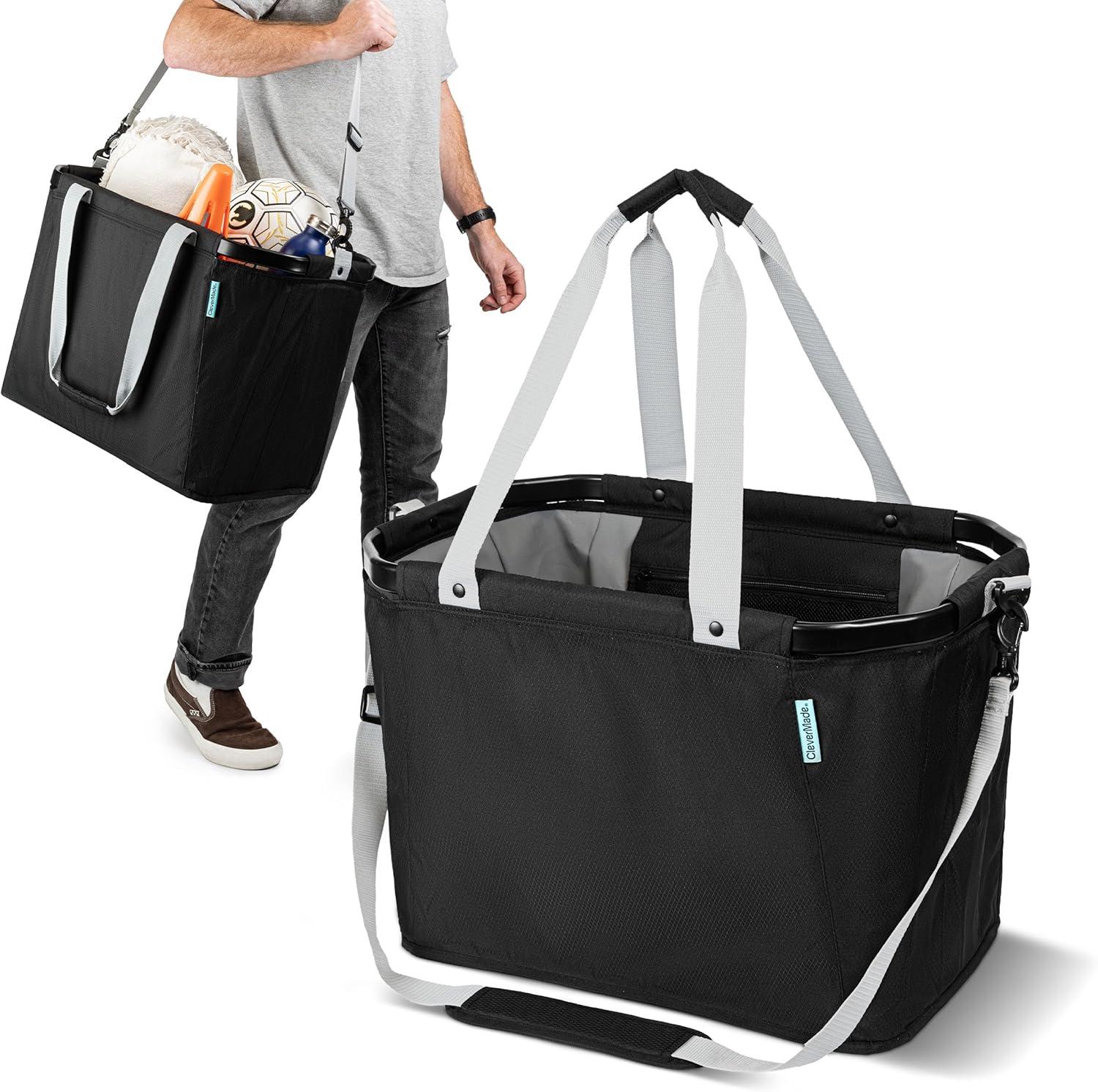 image:imageCleverMade Gear Hauler Pro Collapsible Outdoor Tote with Aluminum Frame HeavyDuty Recycled Fabric Utility Bag for Camping Beach Travel amp Grocery HaulingTide FoamGreen Gable