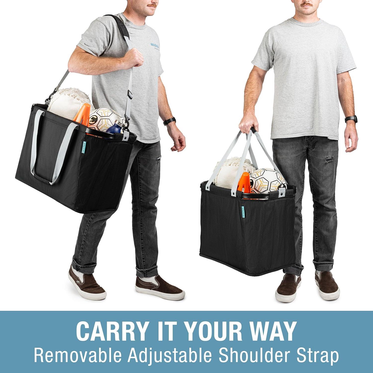 image:imageCleverMade Gear Hauler Pro Collapsible Outdoor Tote with Aluminum Frame HeavyDuty Recycled Fabric Utility Bag for Camping Beach Travel amp Grocery HaulingOceanCognac
