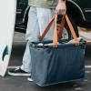 CleverMade Gear Hauler Pro Collapsible Outdoor Tote with Aluminum Frame, Heavy-Duty Recycled Fabric Utility Bag for Camping, Beach, Travel & Grocery Hauling(Ocean/Cognac)