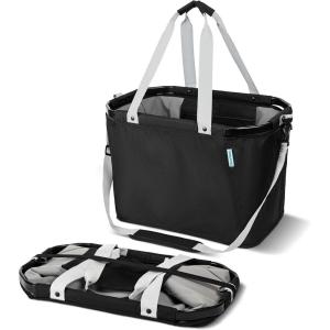 CleverMade Gear Hauler Pro Collapsible Outdoor Tote with Aluminum Frame, Heavy-Duty Recycled Fabric Utility Bag for Camping, Beach, Travel & Grocery Hauling(Midnight Black)
