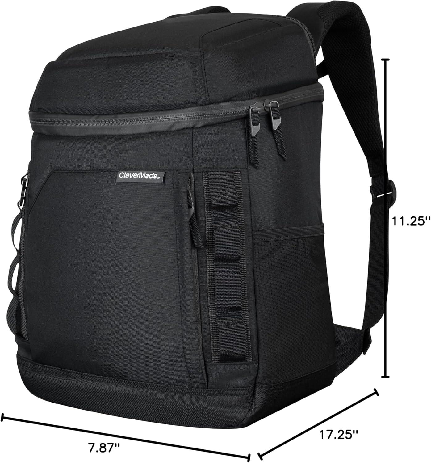 image:imageCleverMade Pacifica Backpack Coolers Insulated Leak Proof MidnightCharcoal 24 Can Insulated Cooler Bag Picnic and Beach Backpack Lunch Box Cooler Backpack Made From Recycled MaterialsMidnightBlack