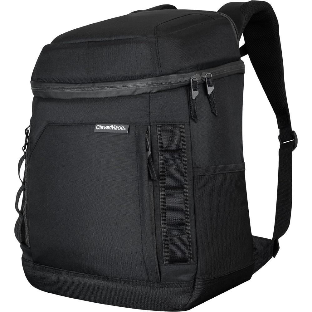 image:imageCleverMade Pacifica Backpack Coolers Insulated Leak Proof MidnightCharcoal 24 Can Insulated Cooler Bag Picnic and Beach Backpack Lunch Box Cooler Backpack Made From Recycled MaterialsMidnightBlack